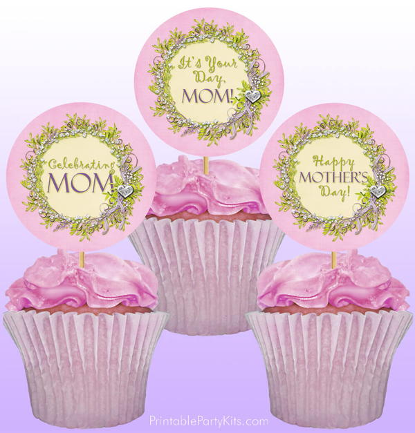 Printable Mothers Day Cupcake Decorations Printable Mother's Day Cupcake Decorations