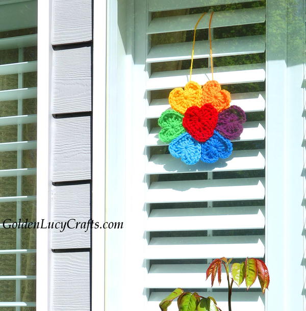 Crochet Rainbow Flower For Window Crochet Rainbow Flower For Window