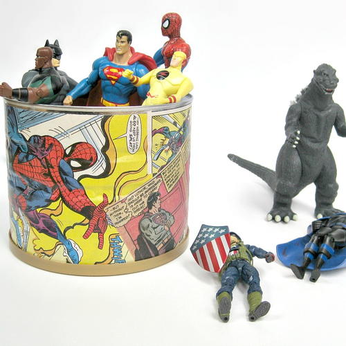Upcycled Comic Book Can Upcycled Comic Book Can