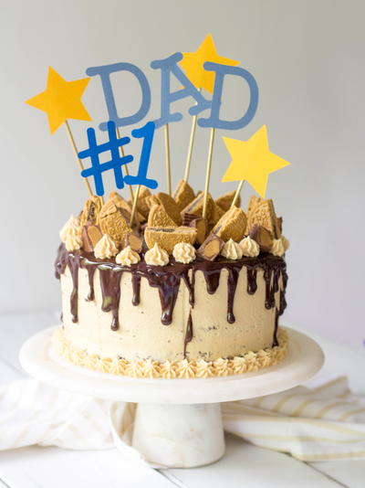 "#1 Dad!" Chocolate Father's Day Cake with Peanut Butter Frosting
