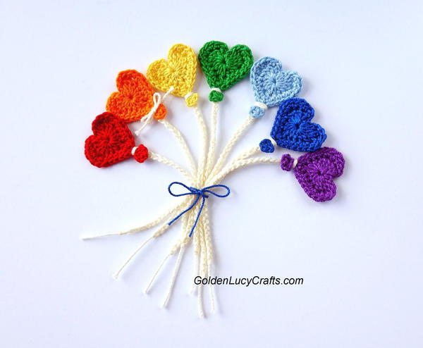 Crochet Heart Balloons Applique Crochet Heart Balloons Applique