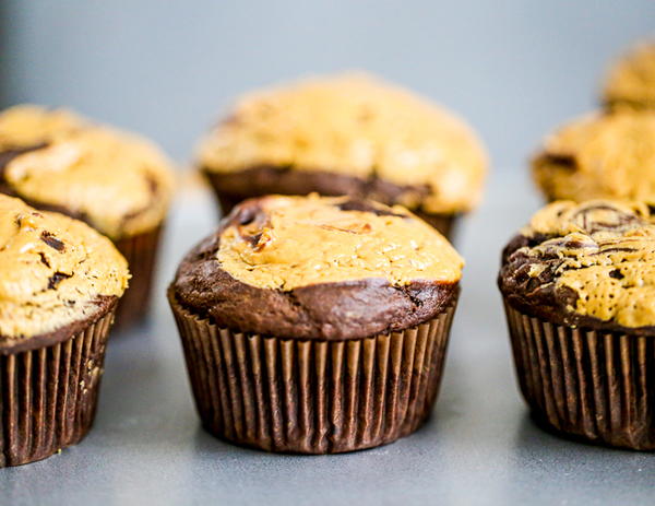 Vegan Peanut Butter Swirled Chocolate Banana Muffins Vegan Peanut Butter Swirled Chocolate Banana Muffins