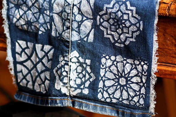 Stenciled Boho Denim Table Runner Stenciled Boho Denim Table Runner