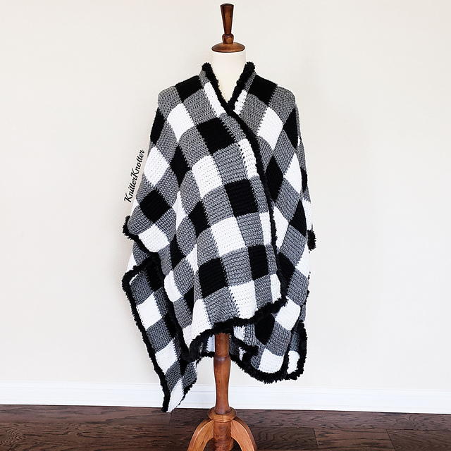 Luxury Plaid Tunisian Poncho Luxury Plaid Tunisian Poncho