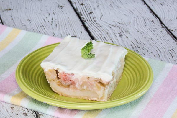 Rhubarb Custard Bars With Cream Topping Rhubarb Custard Bars With Cream Topping
