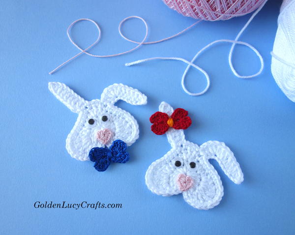 Crochet Heart Bunny Applique Crochet Heart Bunny Applique