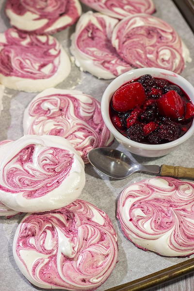 Blackberry Meringues With Mixed Berry Compote Blackberry Meringues With Mixed Berry Compote