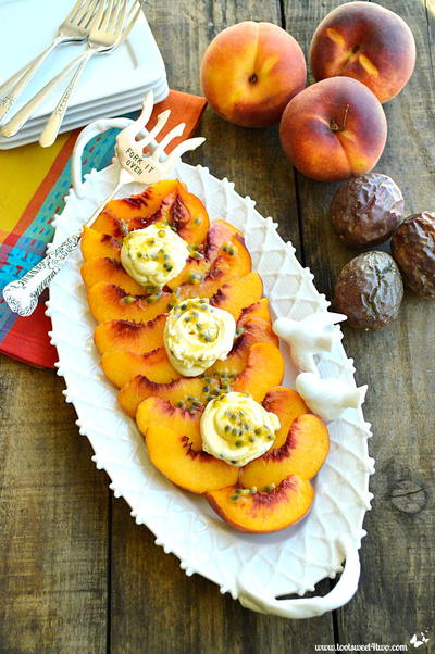 Summer's Best Peaches With Mascarpone And Passionfruit Drizzle