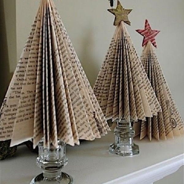 Festive Folded Book Page Tree