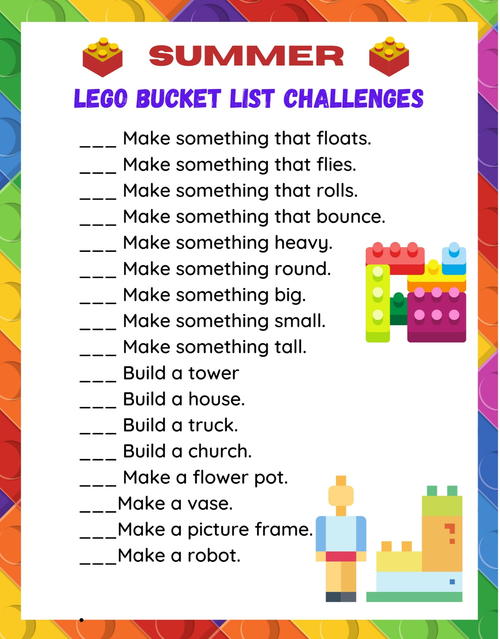 Free Summer Printable Lego Challenge Free Summer Printable Lego Challenge
