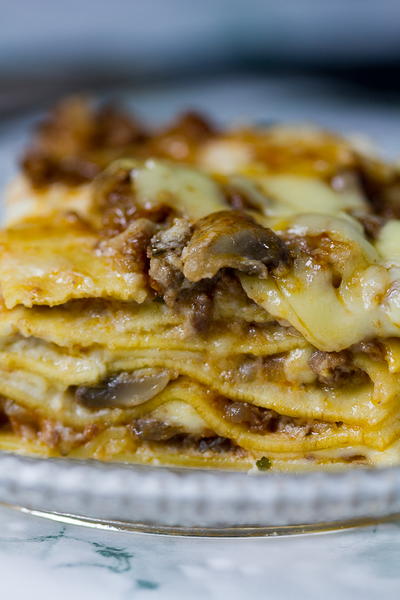 Mushroom Lasagna With Bechamel And Bolognese Sauces Mushroom Lasagna With Bechamel And Bolognese Sauces
