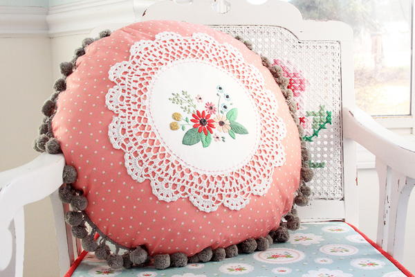 Vintage Embroidered Pillow Pattern Vintage Embroidered Pillow Pattern