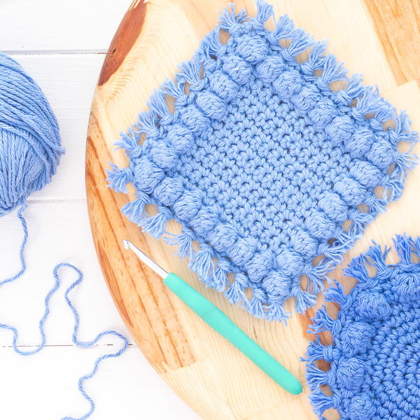 Square Boho Bobble Coasters Square Boho Bobble Coasters