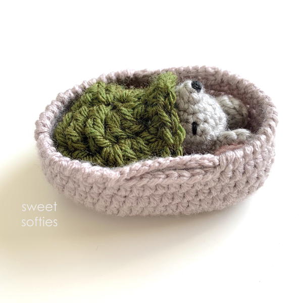 Baby Mouse In Moses Basket Amigurumi Doll Baby Mouse In Moses Basket Amigurumi Doll