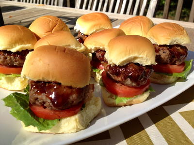 Bourbon Barbecue Glazed Sliders With Bacon
