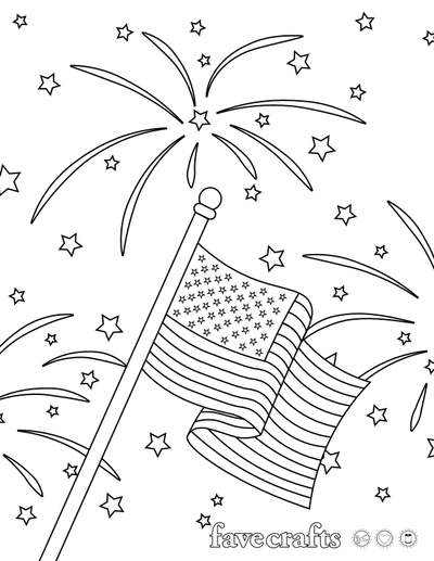 Patriotic Fireworks Coloring Page