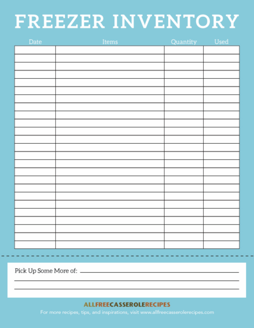 Freezer Inventory Free Printable Freezer Inventory Free Printable