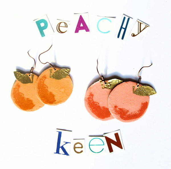 Repurposed Napkin Peach Earrings