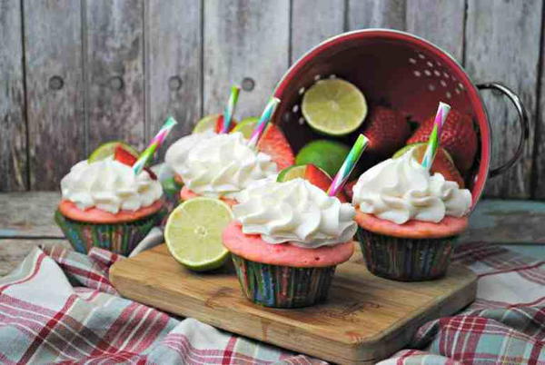 Strawberry Margarita Cupcakes W/ Tequila