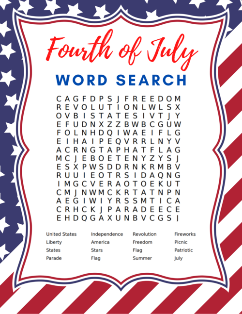 Free Printable Fourth Of July Word Search And Word Scramble Free Printable Fourth Of July Word Search And Word Scramble