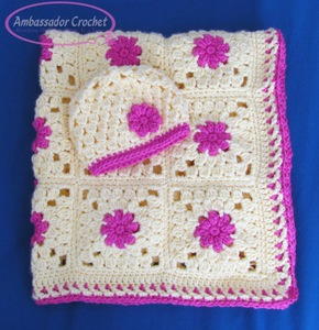 Blooming Clusters Baby Blanket Hat Set Blooming Clusters Baby Blanket & Hat Set