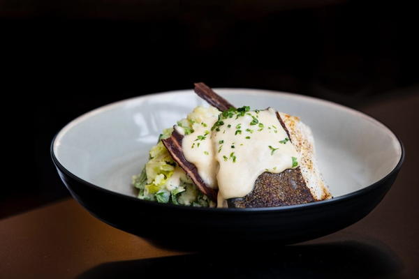 Seared Sea Bass With Bechamel Sauce Seared Sea Bass With Bechamel Sauce