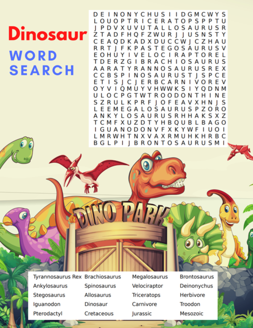 Free Printable Dinosaur Word Search For Kids Free Printable Dinosaur Word Search For Kids