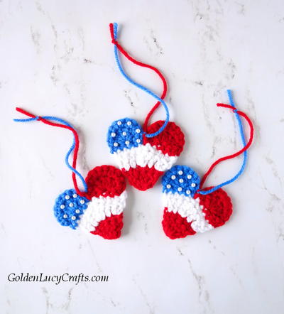 Crochet Patriotic Heart Ornament