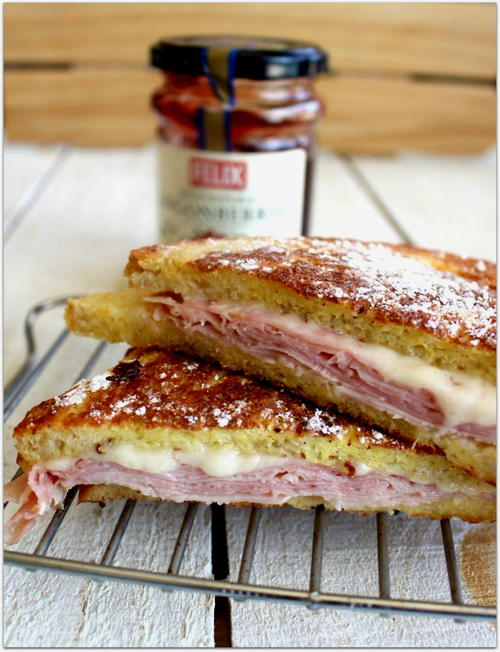 Monte Cristo Sandwich With Lingonberry Dipping Sauce Monte Cristo Sandwich With Lingonberry Dipping Sauce
