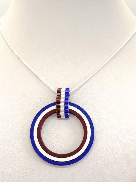 Bead And Wood Patriotic Pendant Bead And Wood Patriotic Pendant
