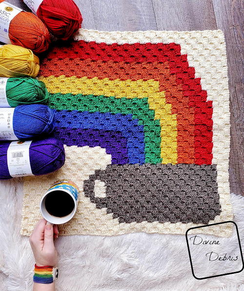 C2c Rainbow And Coffee Cup Afghan Square C2c Rainbow And Coffee Cup Afghan Square