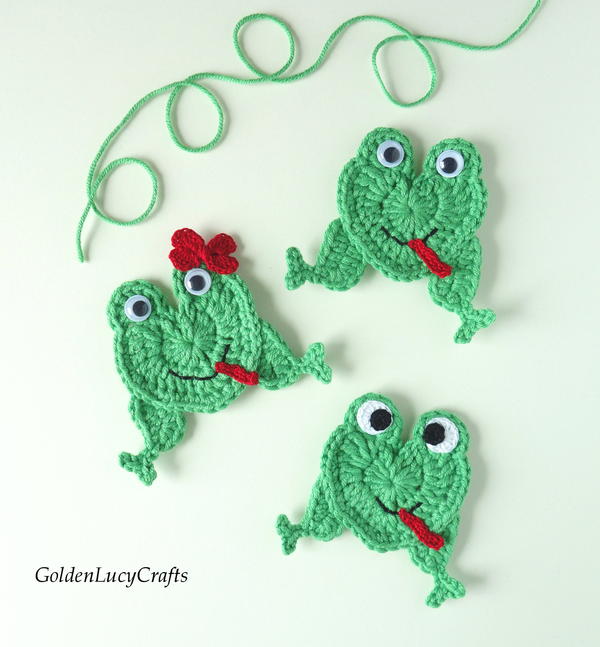 Crochet Heart Frog Applique Crochet Heart Frog Applique