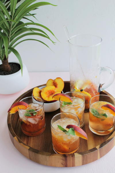Grilled Peach & Lemon Rum Cocktail