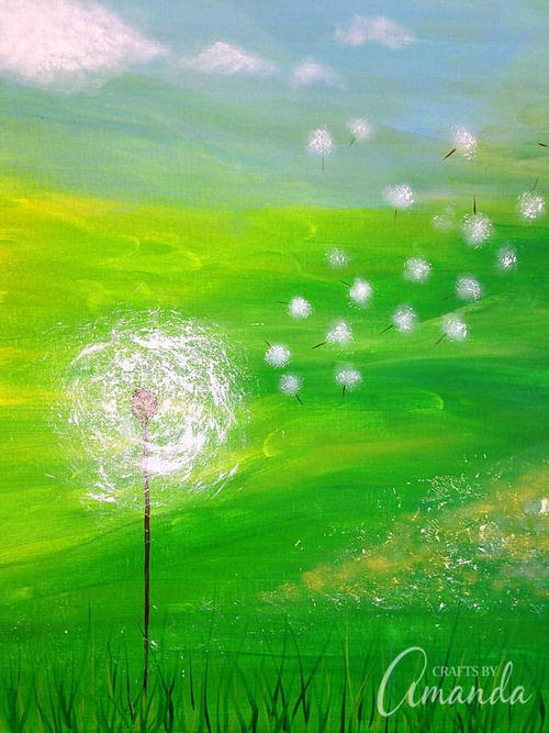 Dandelion Painting On Canvas Dandelion Painting On Canvas
