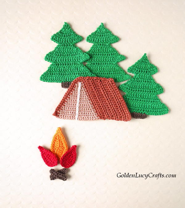Crochet Camping Applique Crochet Camping Applique