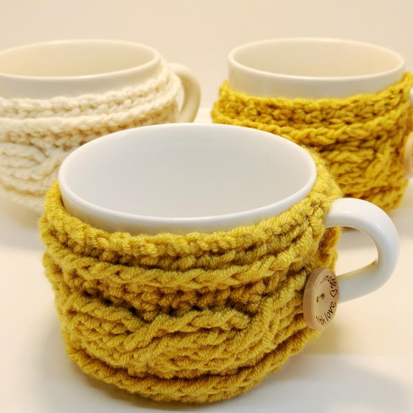 Easy Cable Crochet Mug Cosy Easy Cable Crochet Mug Cosy