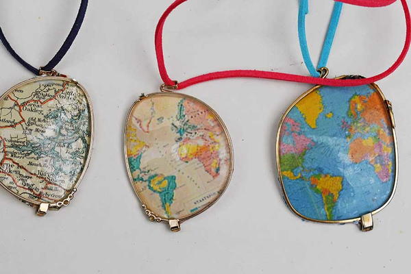 Upcycled Eyeglass Map Necklace Upcycled Eyeglass Map Necklace
