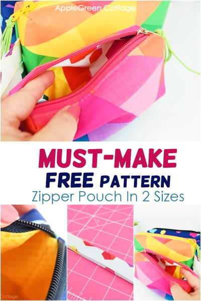 Sew This Cute Free Zipper Pouch Pattern - Now Sew This Cute Free Zipper Pouch Pattern - Now!