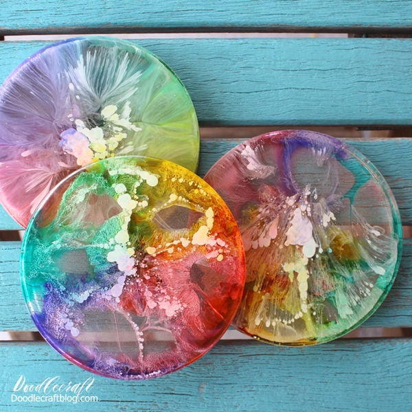 Rainbow Resin Coasters Rainbow Resin Coasters