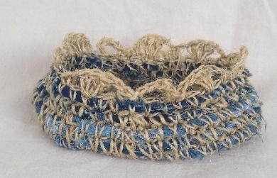 Recycled Denim And Sisal Twine Basket Recycled Denim And Sisal Twine Basket