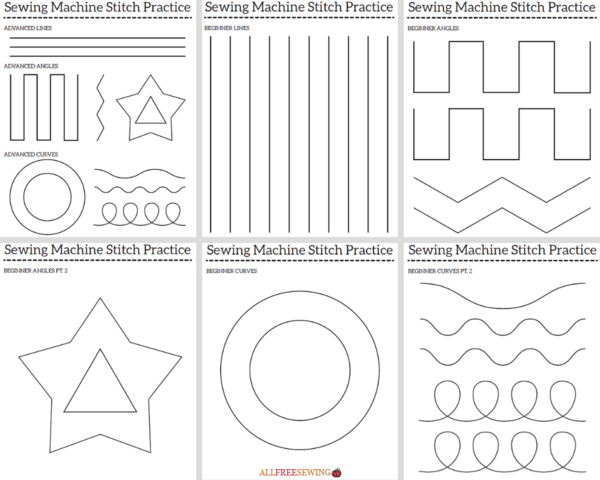 Images shows the six machine practice sheets.