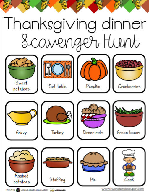 Thanksgiving Scavenger Hunt For Kids Thanksgiving Scavenger Hunt For Kids