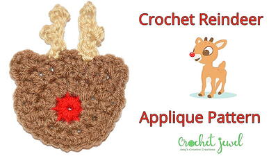 Crochet Reindeer Applique Tutorial