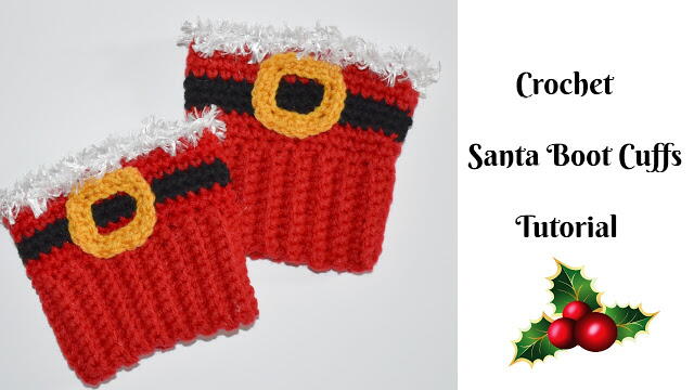 Crochet Santa Boot Cuffs Crochet Santa Boot Cuffs