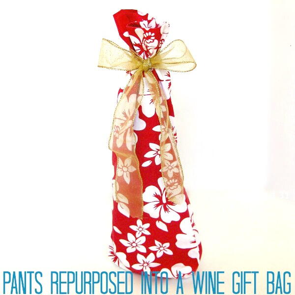 Repurposed Pants Made Into An Upcycled Wine Gift Bag Repurposed Pants Made Into An Upcycled Wine Gift Bag