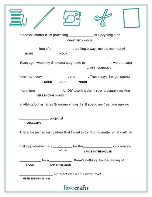 Printable Mad Libs for Crafters