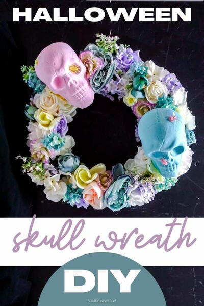 Diy Halloween Wreath With Pastel Skulls
