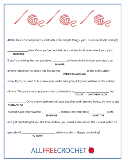 Printable Mad Libs for Crocheters