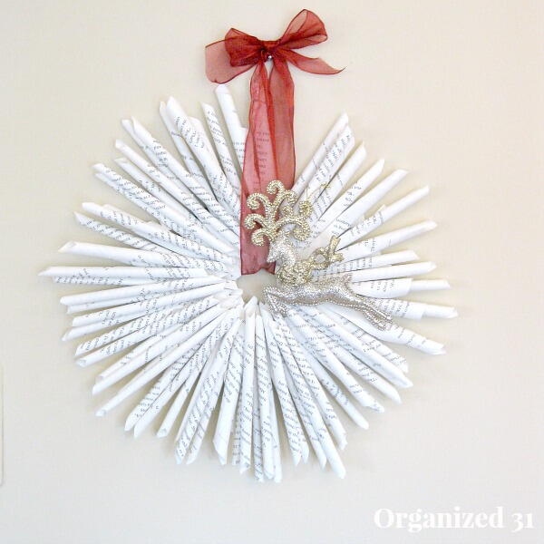 Upcycled Book Page Christmas Wreath Upcycled Book Page Christmas Wreath