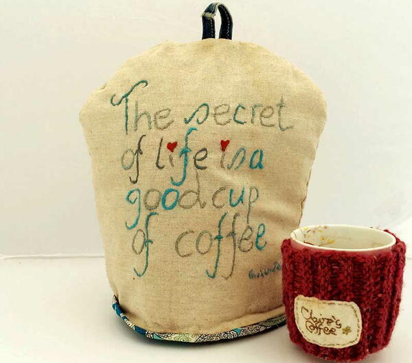 Embroidered Coffe Pot Cozy Embroidered Coffe Pot Cozy